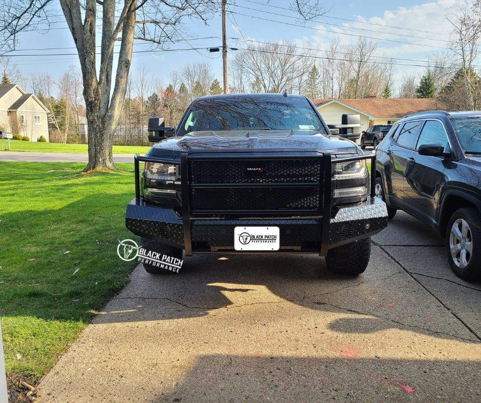 14 - 19 Chevrolet 1500 Trail FX Front Diamond Plate Bumper - Black Patch Performance - FX3026