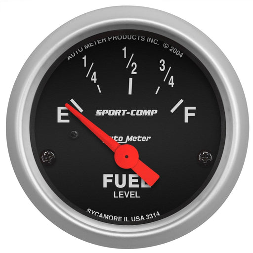 2-1/16 in. FUEL LEVEL, 0-90 O, SSE, SPORT-COMP - Black Patch Performance - 3314