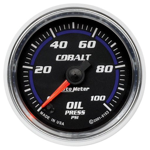 2-1/16 in. OIL PRESSURE, 0-100 PSI, COBALT - Black Patch Performance - 6153