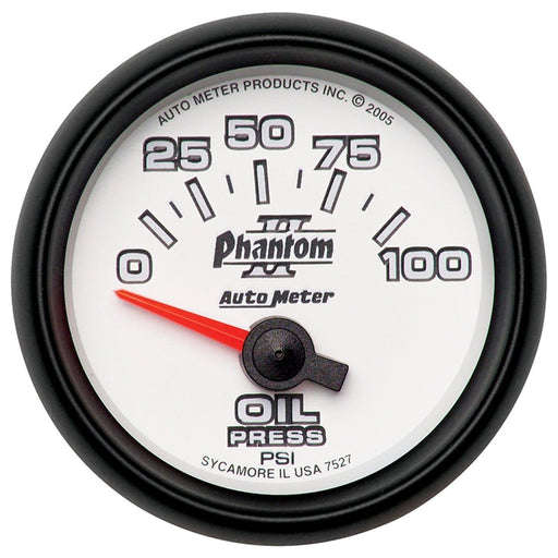2-1/16 in. OIL PRESSURE, 0-100 PSI, PHANTOM II - Black Patch Performance - AUTO7527