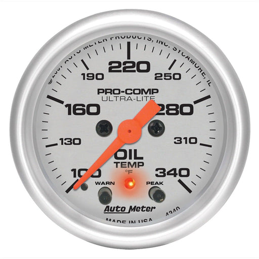 2-1/16 in. OIL TEMPERATURE, 100-340 Fahrenheit, ULTRA-LITE - Black Patch Performance - AUTO4340