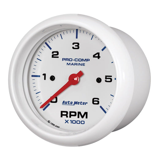 3-3/8 in. IN-DASH TACHOMETER, 0-6,000 RPM, MARINE WHITE - Body from Black Patch Performance