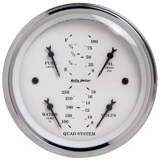 3-3/8 in. QUAD GAUGE, 100 PSI/100-250 Fahrenheit/8-18V/240-33 O, OLD-TYME WHITE - Body from Black Patch Performance