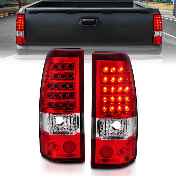 0306 SILVERADO LED TAILLIGHTS LED RED/CLEAR DRIVER/PASSENGER - Black Patch Performance - ANZO311007