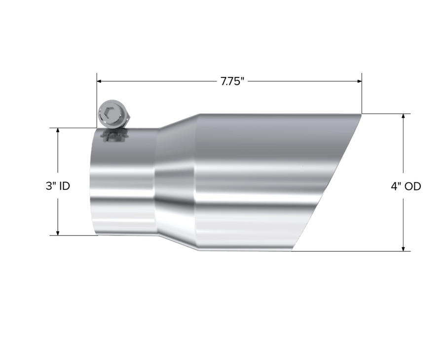 MBRP Exhaust T5122 Tip; 4in. O.D.; Dual Wall Angled; 3in. inlet; 8in. length; T304. - Exhaust from Black Patch Performance