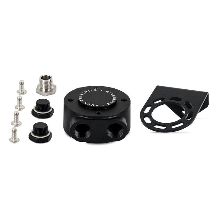 Mishimoto MMOC-RFH-34BK Mishimoto Remote Oil Filter Mount, 3/4-16 Filter Thread, Black - Belts and Cooling from Black Patch Performance