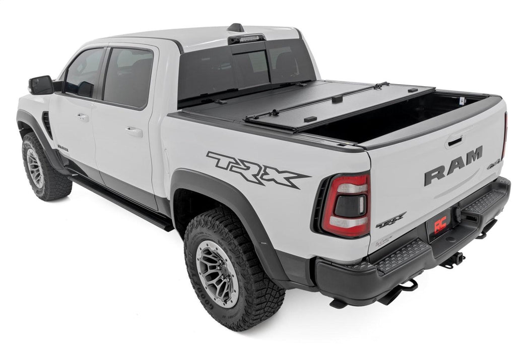 Rough Country Hard Tri-Fold Tonneau Bed Cover - 49320550 - TONNEAU COVER from Black Patch Performance