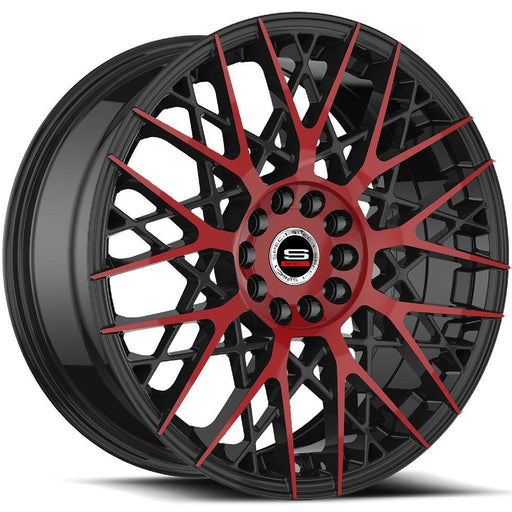 17x7.5 Spec - 1 SP - 53 5x105 5x4.5 Gloss Black & Red Machined Offset (42) Center Bore (73.1) SP - 5317752842GBR - Black Patch Performance - SPECSP5317752842GBR